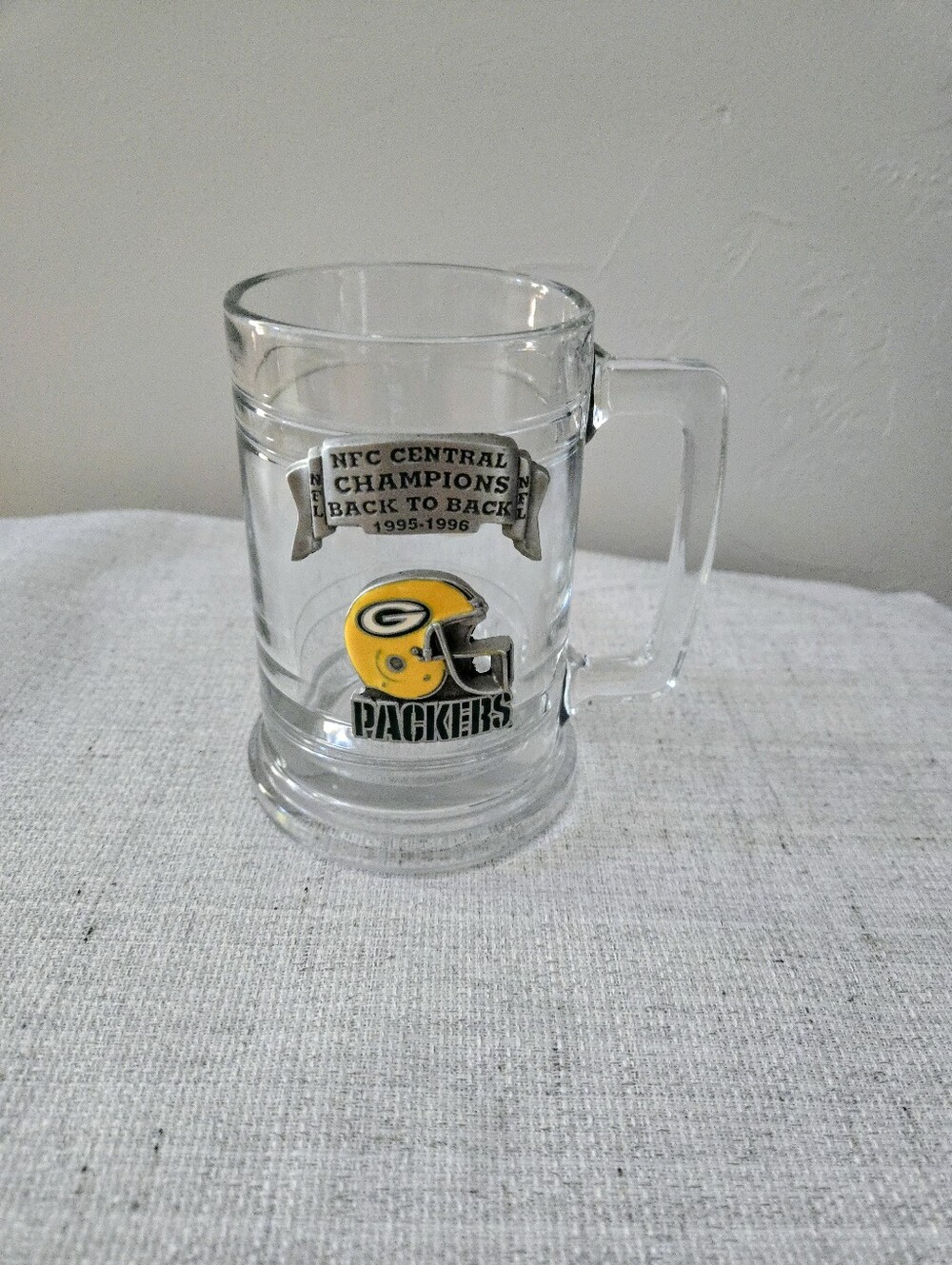 Green Bay Packer Beer Stein with Pewter Logo - NFL Team Mug 3D Logo 1995-1996